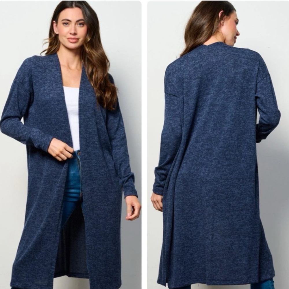 #192 BellanBlue Navy Blue Cardigan Sweater with Relaxed Silhouette